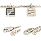 Fendi FF Logo Necklace 51 57 Black Color Enamel Palladium Polished Brass — view 5