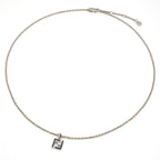 Fendi FF Logo Necklace 51 57 Black Color Enamel Palladium Polished Brass — view 2
