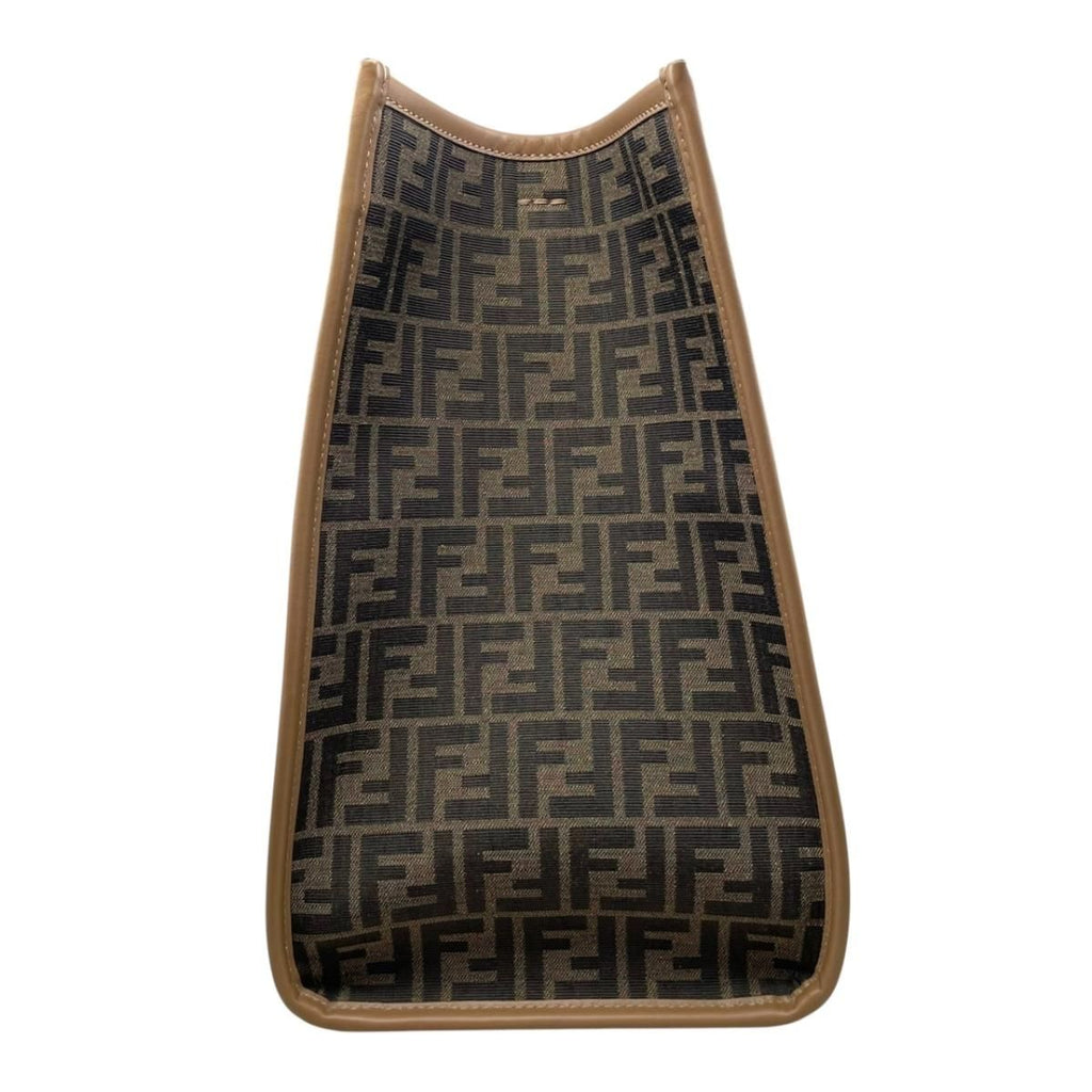 Fendi Tote Large Alvy Leather FF Jacquard Logo Brown Gold — view 4
