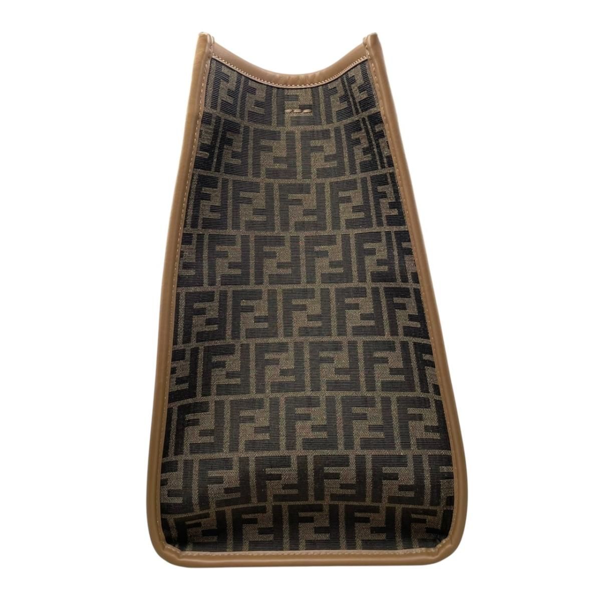 Fendi Tote Large Alvy Leather FF Jacquard Logo Brown Gold — view 4