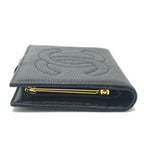 Chanel CC Logo Stitch Caviar Leather Black Wallet — view 3