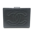 Chanel CC Logo Stitch Caviar Leather Black Wallet