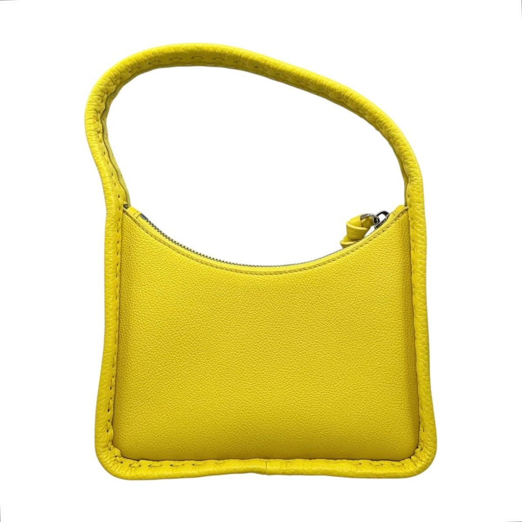 Fendi Handbag Small Leather Selleria Logo Yellow Silver — view 2
