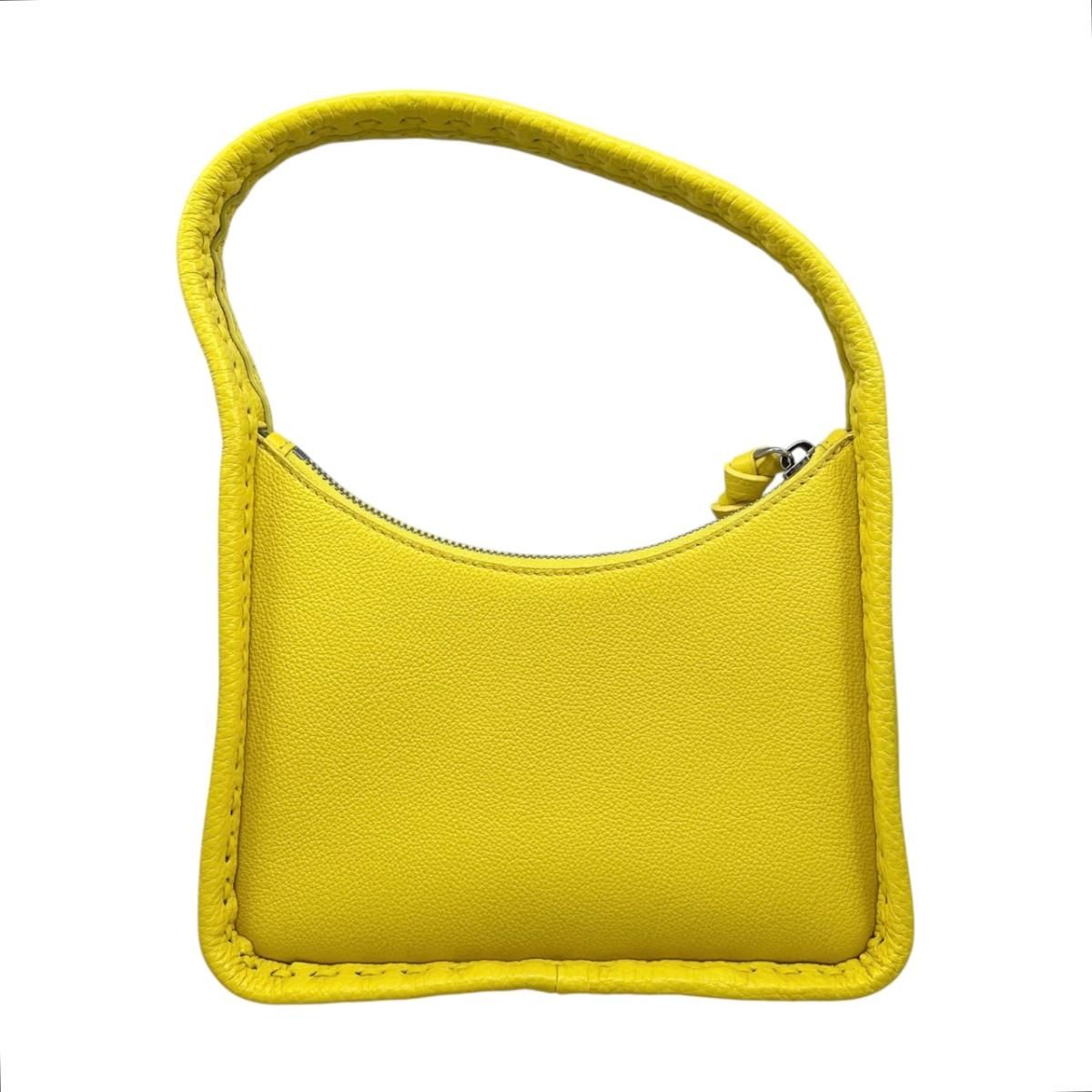 Fendi Handbag Small Leather Selleria Logo Yellow Silver — view 2