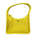 Fendi Handbag Small Leather Selleria Logo Yellow Silver