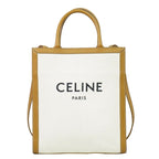 Celine Small Hippopotamus 2-Way Shoulder Bag Tote Pochette Canvas White Brown