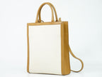 Celine Small Hippopotamus 2-Way Shoulder Bag Tote Pochette Canvas White Brown — view 2