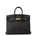 Hermes Birkin 25 Black Gold Togo Handbag