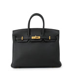 Hermes Birkin 25 Black Gold Togo Handbag