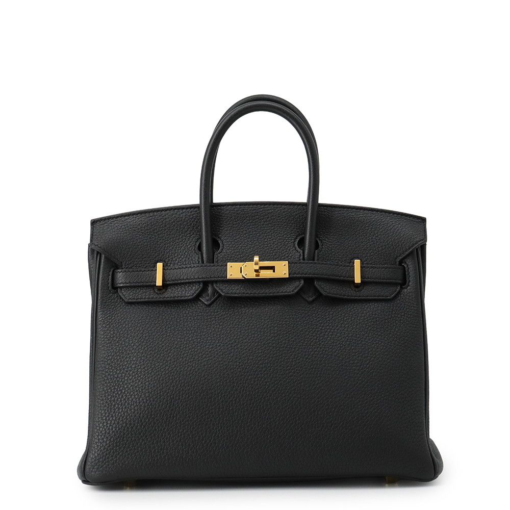 Hermes Birkin 25 Black Gold Togo Handbag