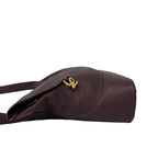 Loewe Vintage Anton Logo Leather Shoulder Bag Wine — view 5