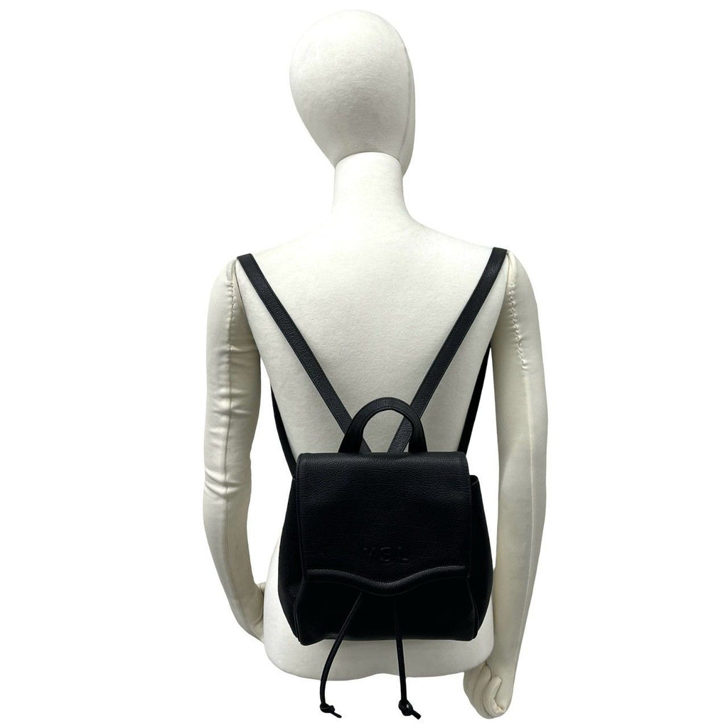 Saint Laurent Vintage YSL Logo Leather Drawstring Backpack Black — view 2