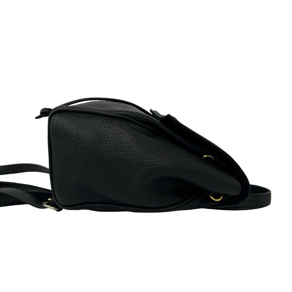 Saint Laurent Vintage YSL Logo Leather Drawstring Backpack Black — view 6