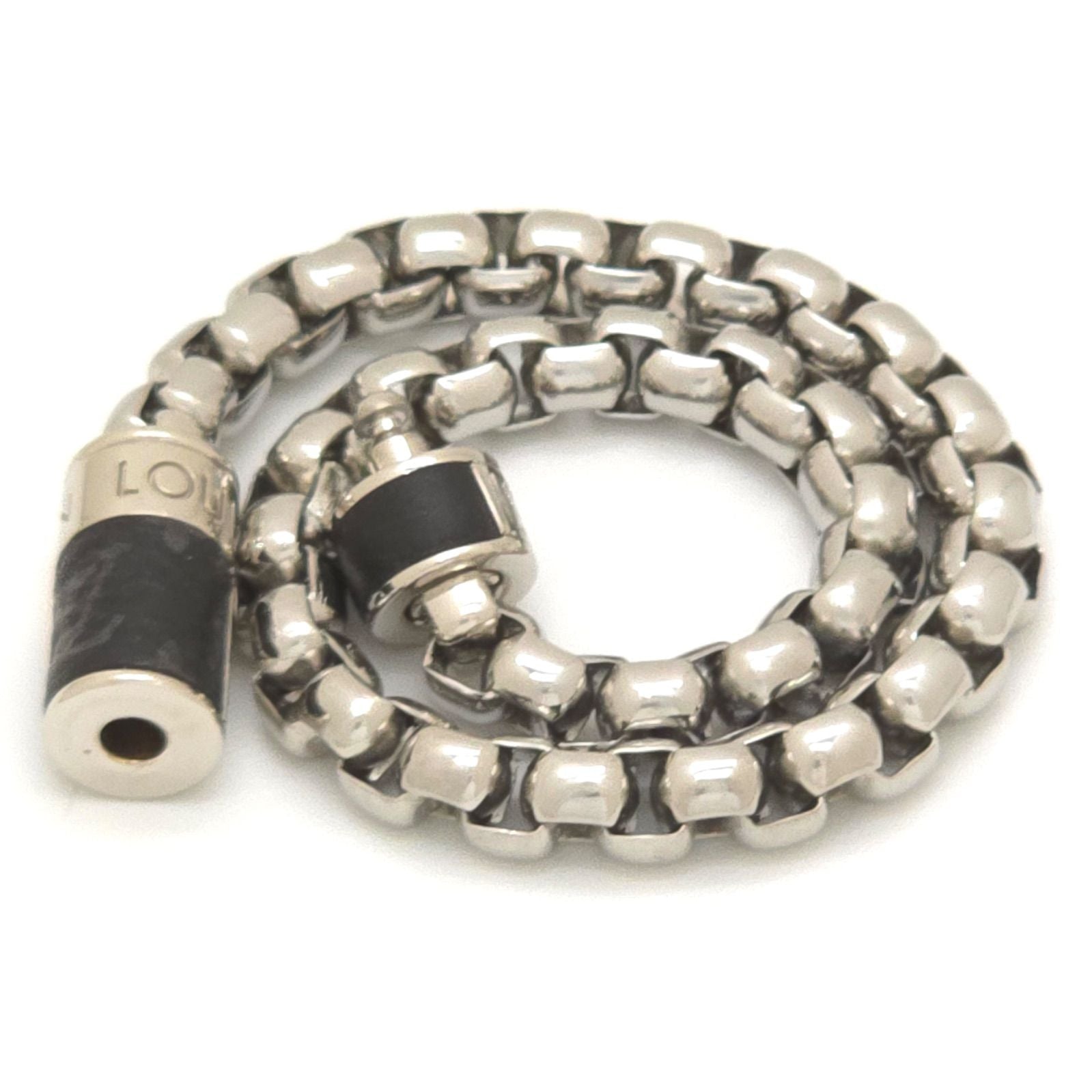 Louis Vuitton Bracelet Chain Monogram L 19 Eclipse Canvas Silver Color Polished — view 3