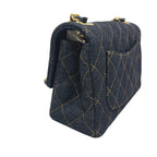 Chanel Shoulder Bag Quilted Mini 20 Denim Indigoblue Blue — view 4