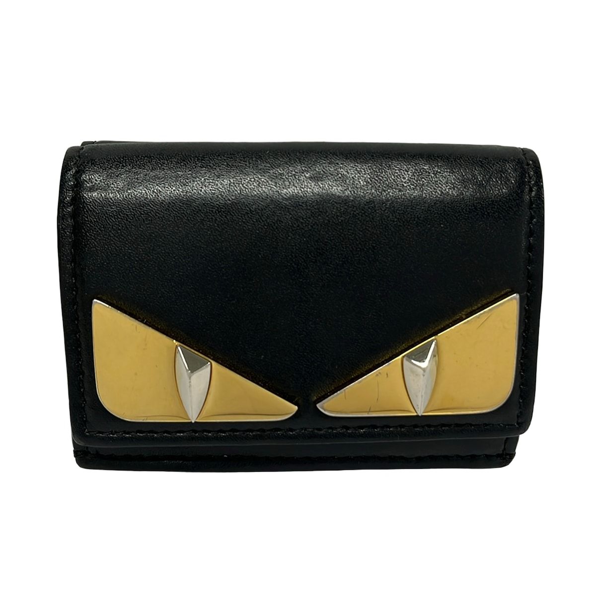 Fendi Trifold Wallet Bugs Black Leather