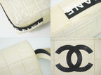 Chanel Chocolate Bar Line CC Logo Shoulder Bag Pochette Leather White Bar Second — view 7