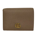 Gucci 2 Folding Wallet GG Marmont Gray Beige Leather
