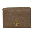 Gucci 2 Folding Wallet GG Marmont Gray Beige Leather