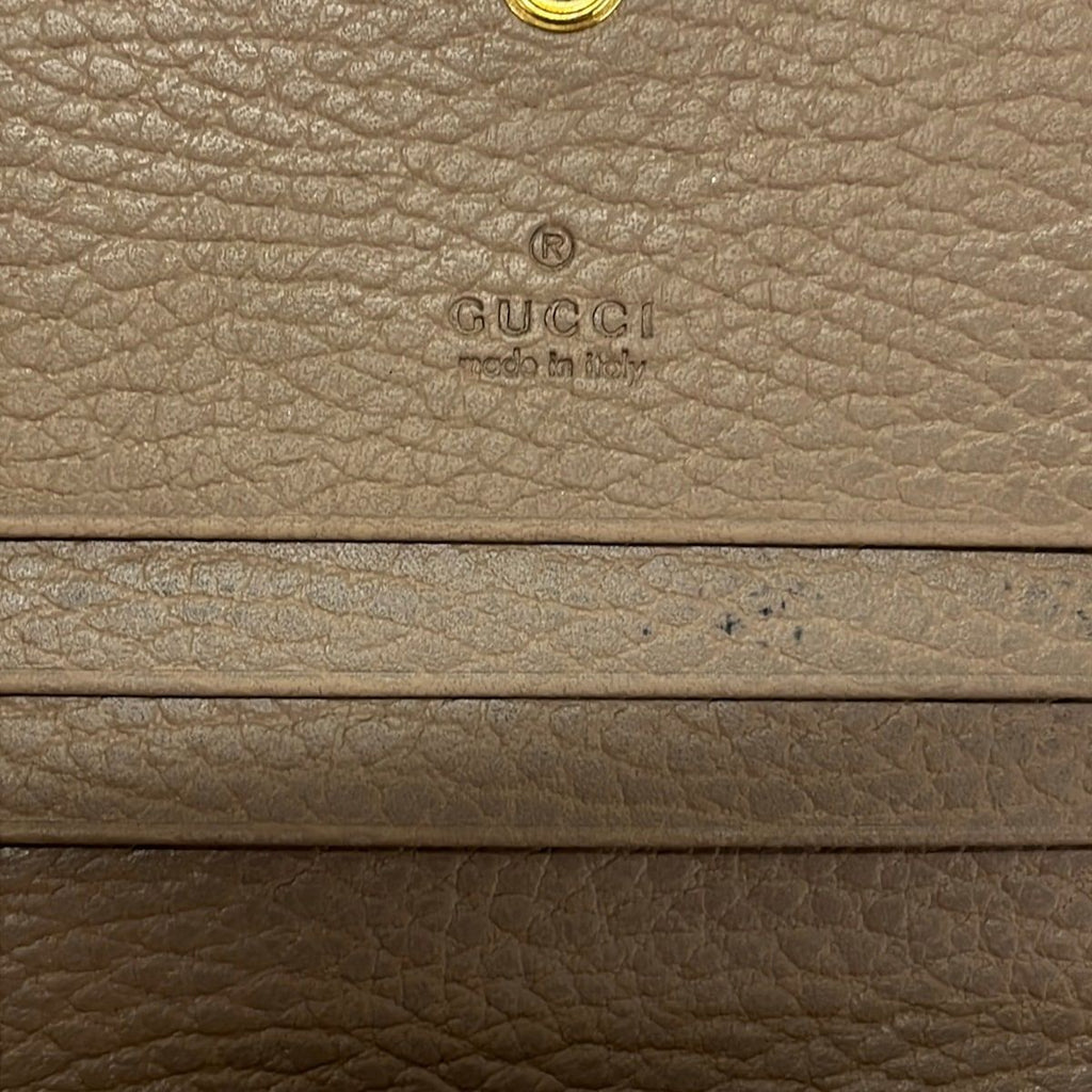 Gucci 2 Folding Wallet GG Marmont Gray Beige Leather — view 6