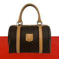 Celine Vintage Macadam Brazon Triomphe Leather Mini Boston Bag Brown