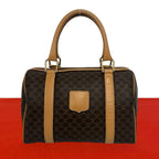 Celine Vintage Macadam Brazon Triomphe Leather Mini Boston Bag Brown
