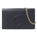 Gucci Wallet Shoulder Soho Leather Navy Chain