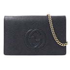 Gucci Wallet Shoulder Soho Leather Navy Chain