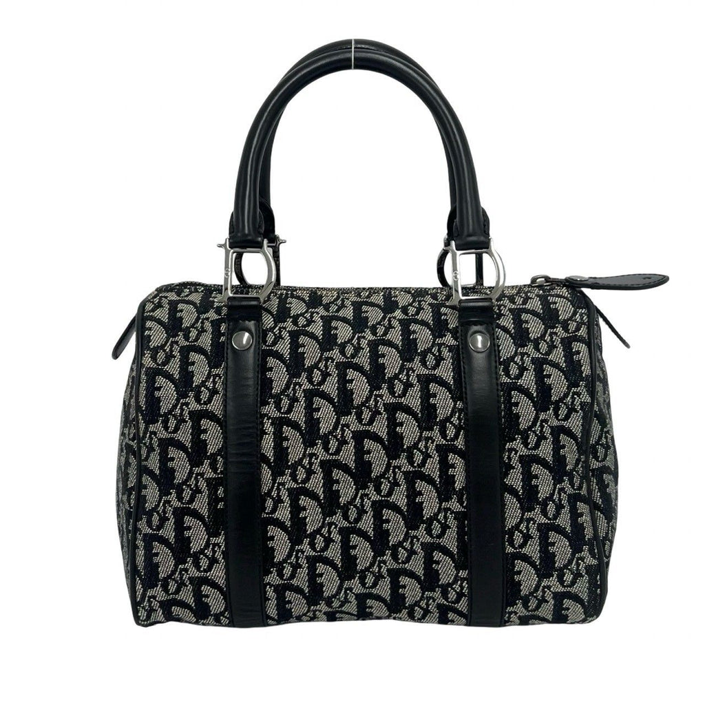 Dior Vintage Trotter Canvas Leather Mini Boston Bag Navy — view 3