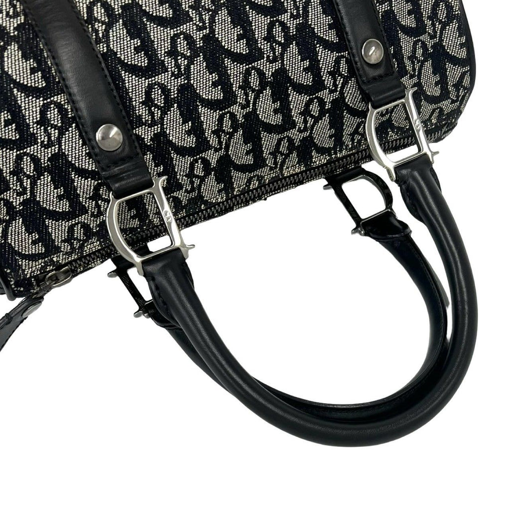 Dior Vintage Trotter Canvas Leather Mini Boston Bag Navy — view 4