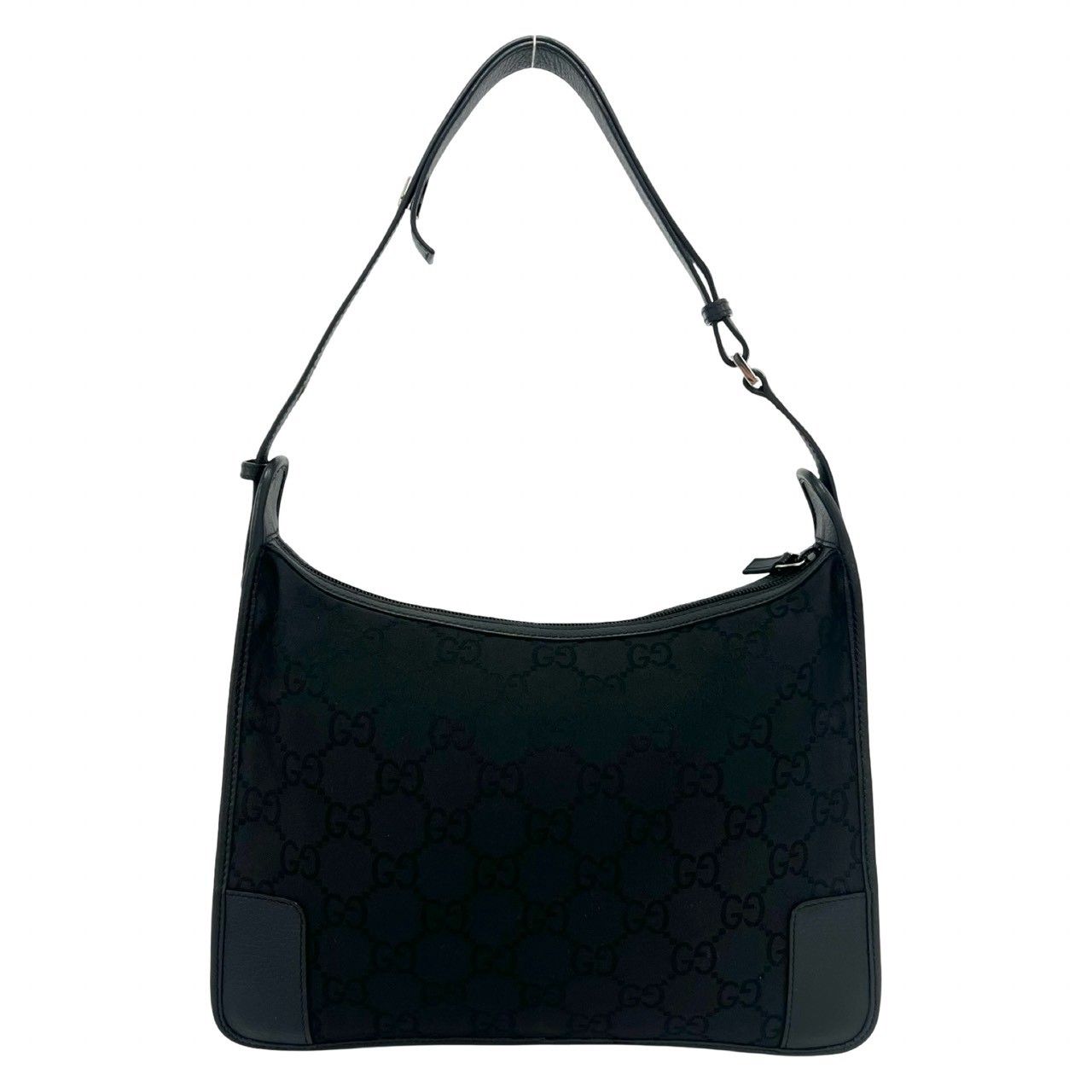 Gucci GG Logo Pattern Canvas Leather Shoulder Bag Tote Black — view 3