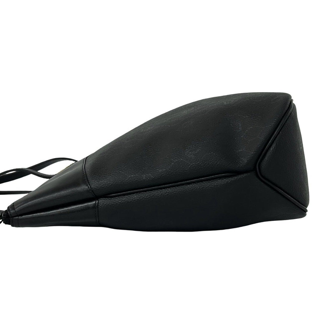 Dior Vintage Honeycomb Logo Leather Tote Shoulder Bag Black — view 5