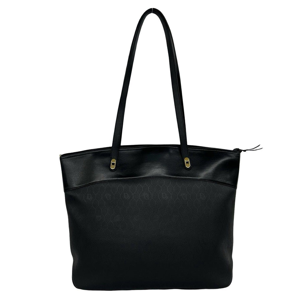 Dior Vintage Honeycomb Logo Leather Tote Shoulder Bag Black — view 3