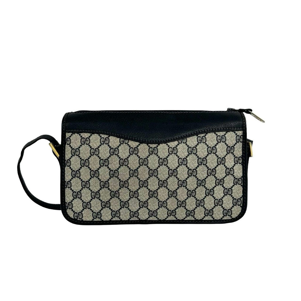 Gucci Vintage GG Logo Handle Leather Shoulder Bag Sacoch Pochette Navy — view 3
