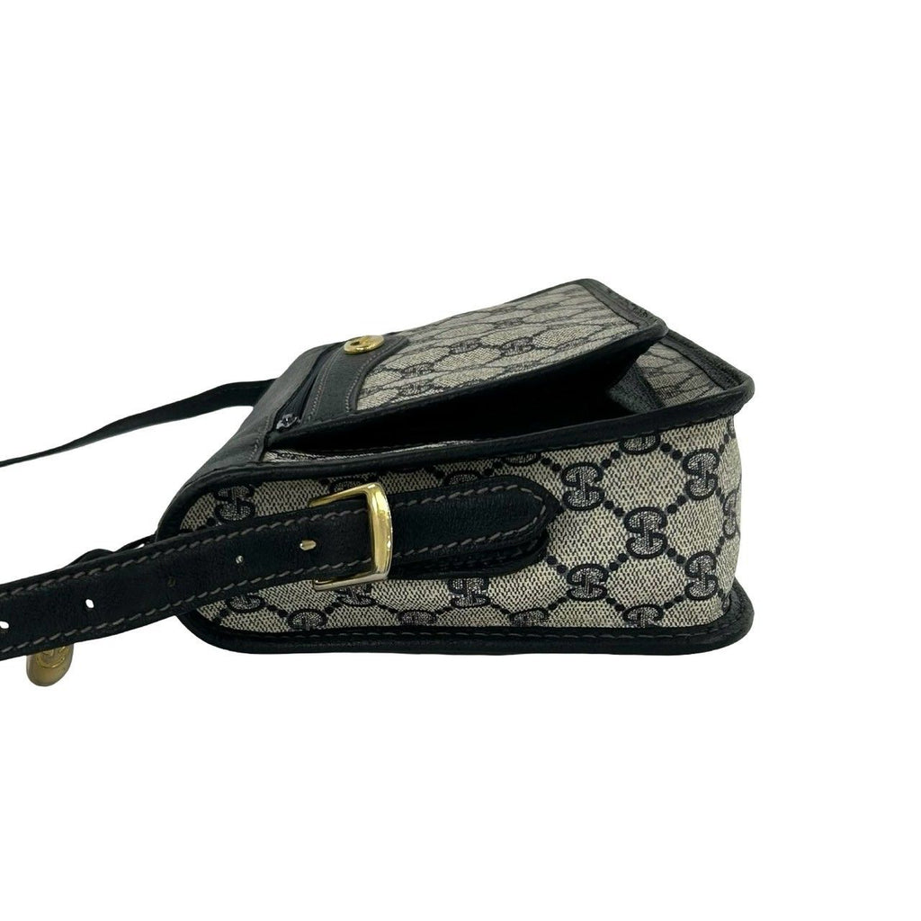 Gucci Vintage GG Logo Handle Leather Shoulder Bag Sacoch Pochette Navy — view 5