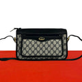 Gucci Vintage GG Logo Handle Leather Shoulder Bag Sacoch Pochette Navy