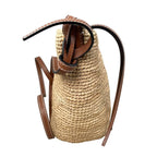 Loewe Shoulder Bag Slit Pochette Raffia Calfskin Anagram Logo Patch Natural — view 4