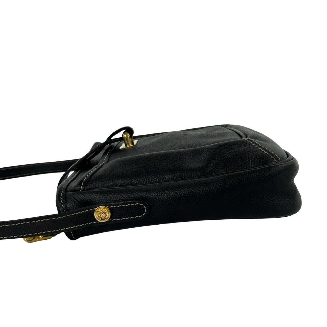Loewe Vintage Anagram Leather Shoulder Bag Sacochette Pochette Black — view 5