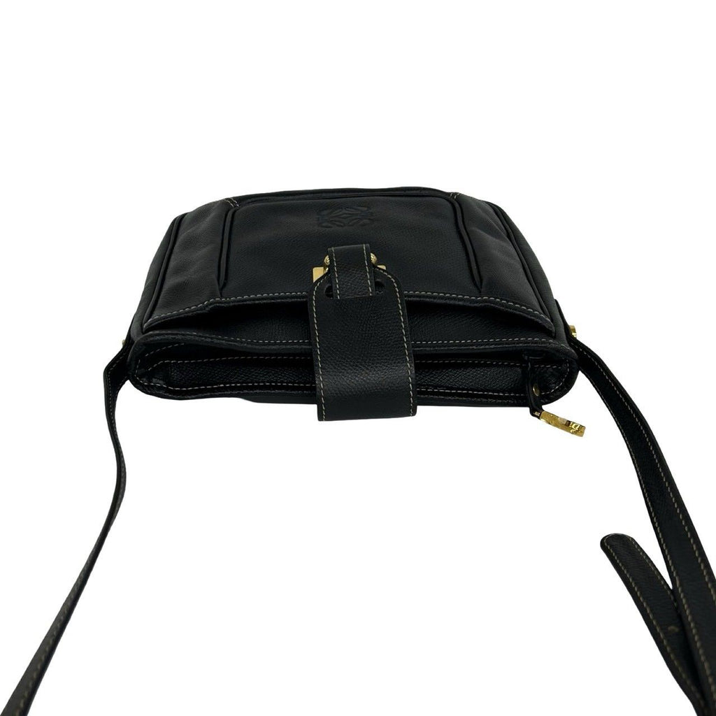 Loewe Vintage Anagram Leather Shoulder Bag Sacochette Pochette Black — view 4