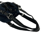 Saint Laurent Vintage YSL Logo Canvas Leather Velour Drawstring Handbag Navy — view 4