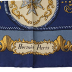 Hermes Carre 90 LV Dovicvs Magnvs Silk Scarf Blue — view 7