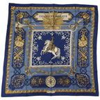 Hermes Carre 90 LV Dovicvs Magnvs Silk Scarf Blue