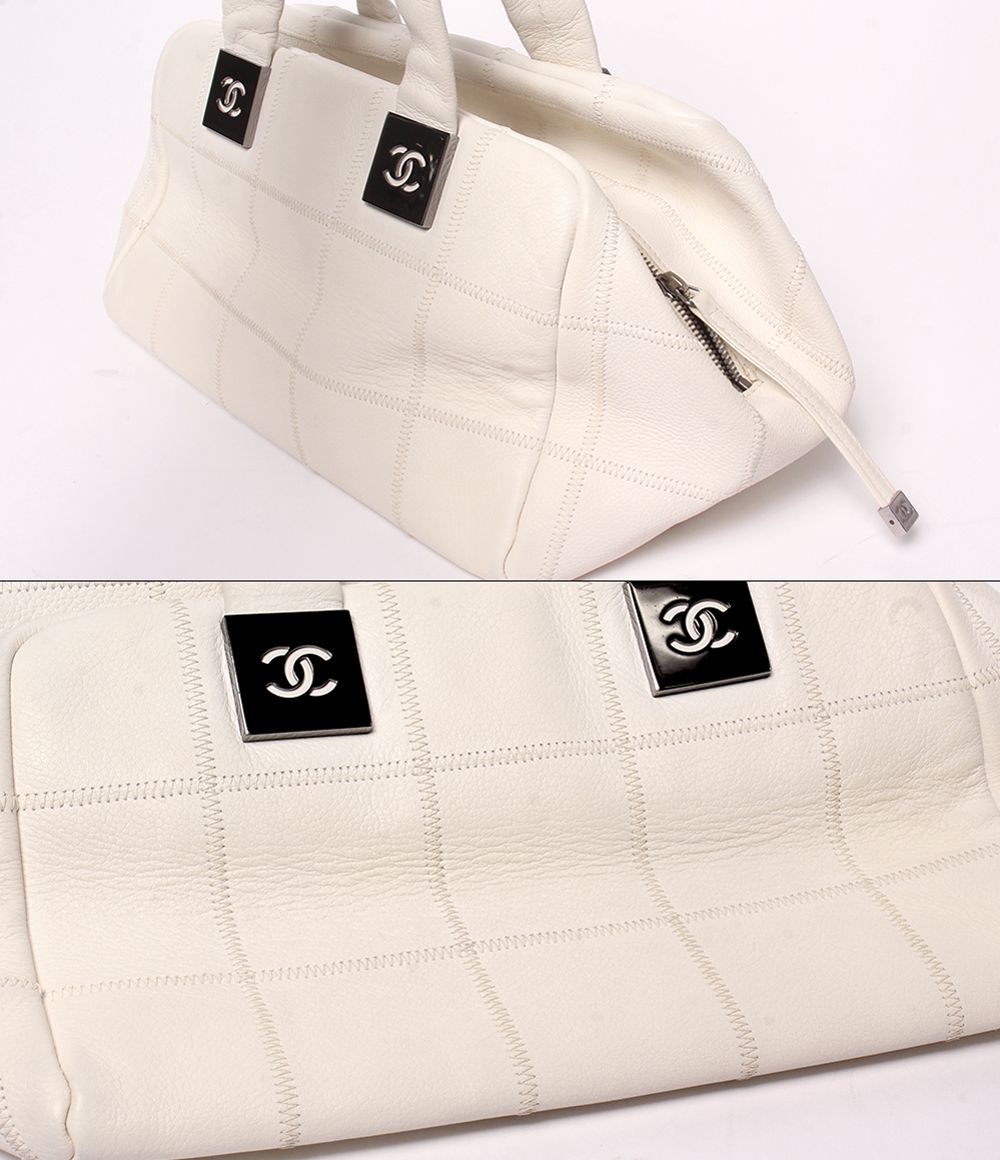 Chanel Tote Mini Boston Bag Silver Chocolate — view 9