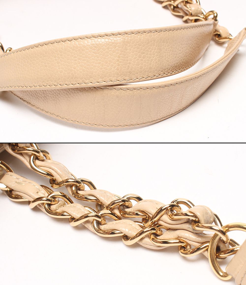 Chanel Chain Shoulder Bag Tote Bag Gold Quilted Caviar Leather Grand Shopping — view 6