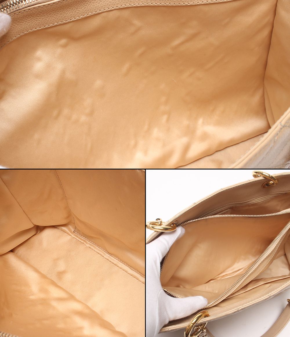 Chanel Chain Shoulder Bag Tote Bag Gold Quilted Caviar Leather Grand Shopping — view 8