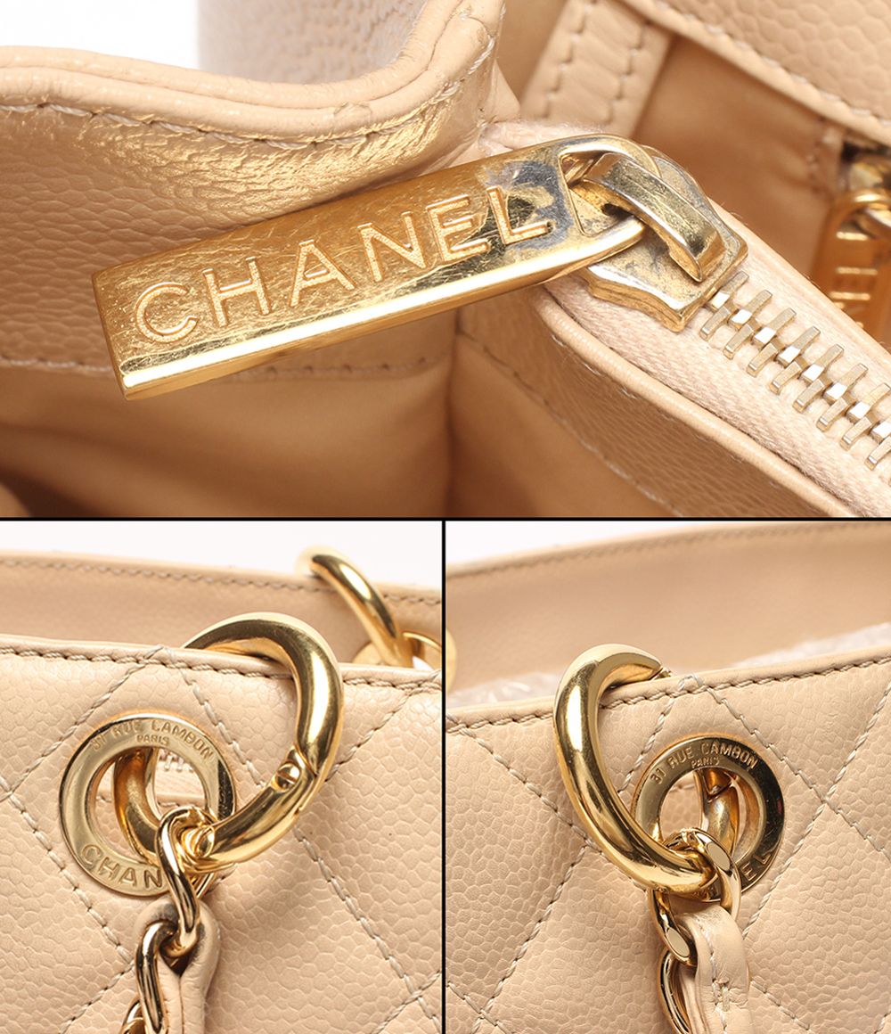 Chanel Chain Shoulder Bag Tote Bag Gold Quilted Caviar Leather Grand Shopping — view 9