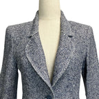 Chanel Lining Camellia CC Logo Button Linen Summer Tweed Jacket 38 Navy — view 4