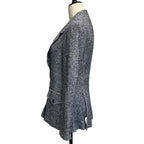 Chanel Lining Camellia CC Logo Button Linen Summer Tweed Jacket 38 Navy — view 2