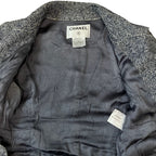 Chanel Lining Camellia CC Logo Button Linen Summer Tweed Jacket 38 Navy — view 8