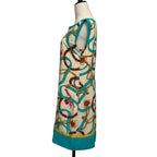 Celine Phoebe Philo Era Scarf Pattern Sleeveless Dress 38 Beige Light Blue — view 2